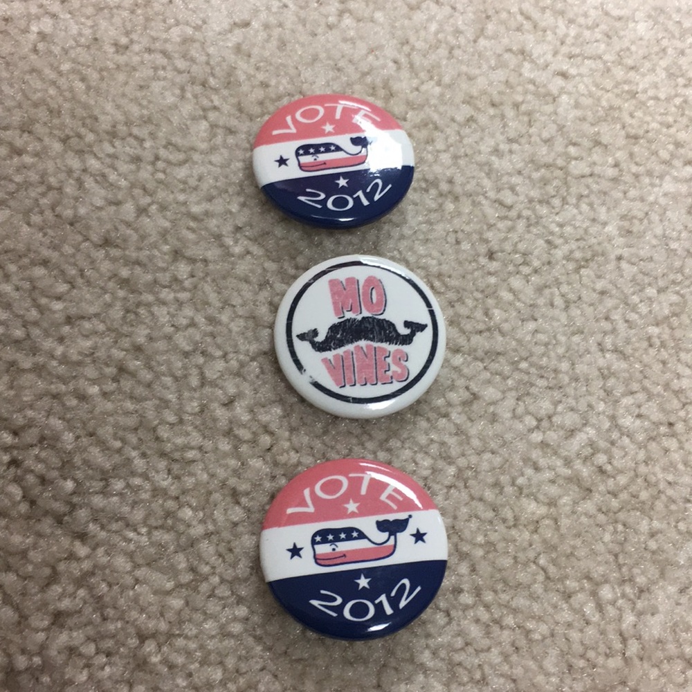 Vineyard Vines Vote and Movember buttons
